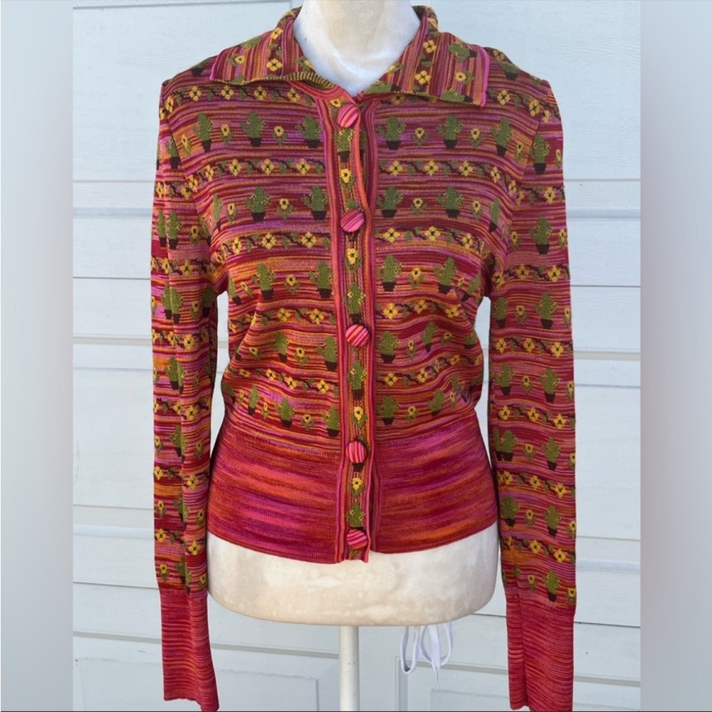 Zara | Women's Floral Knit Sweater Cardigan Sz Small